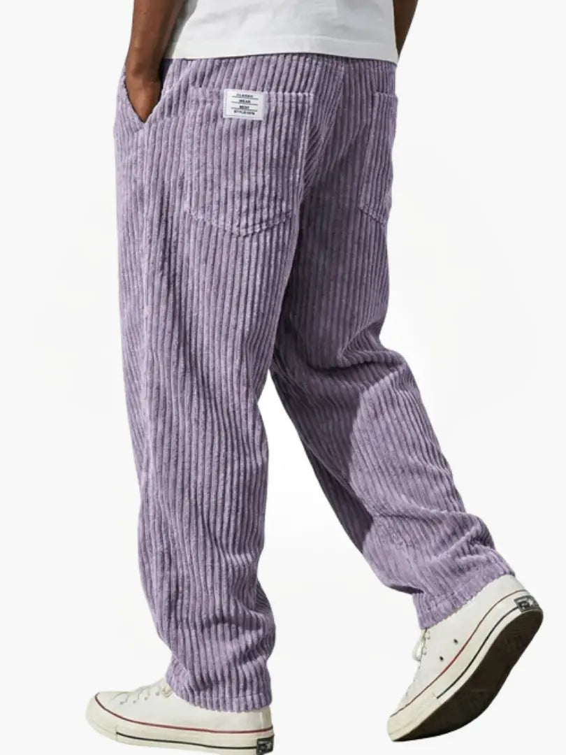 Men's Relaxed Corduroy Trousers with Drawstring Waist