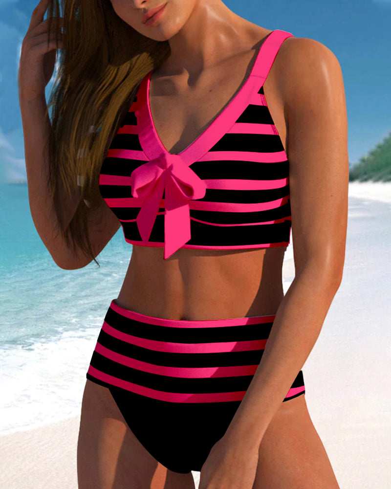 Laluna® | Striped High Waist Bikini