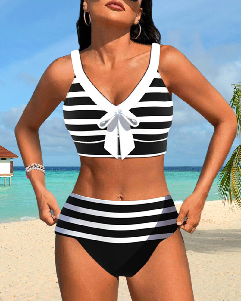 Laluna® | Striped High Waist Bikini