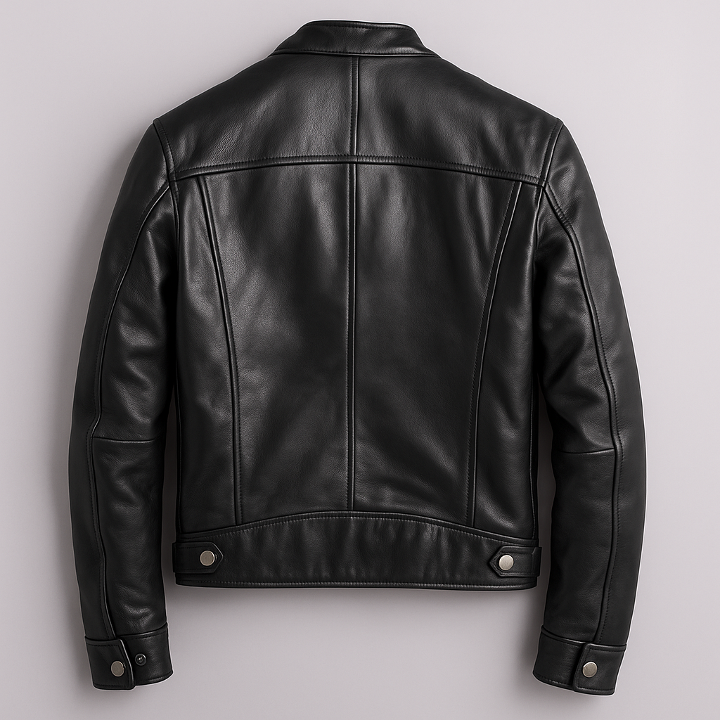 Men's Vintage Leather-Look Jacket with Four Pockets
