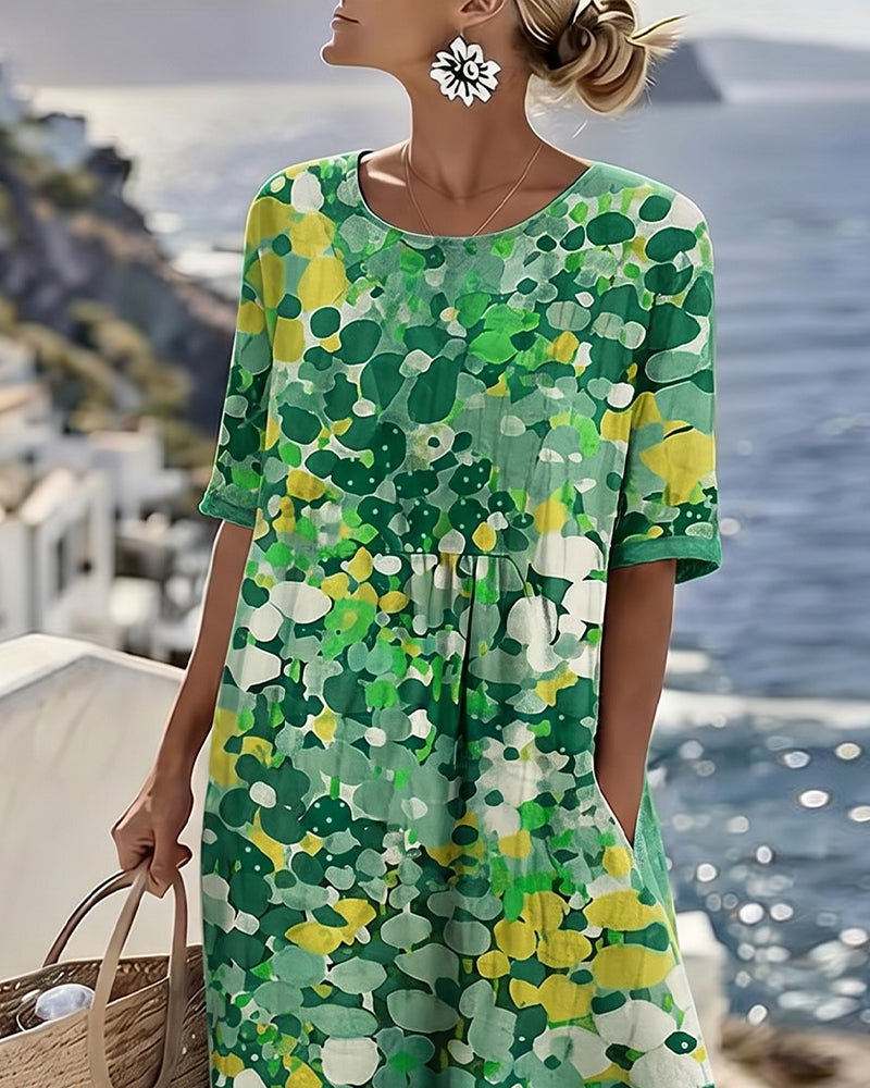 Nefeli™ | Airy Midi Dress with Floral Design