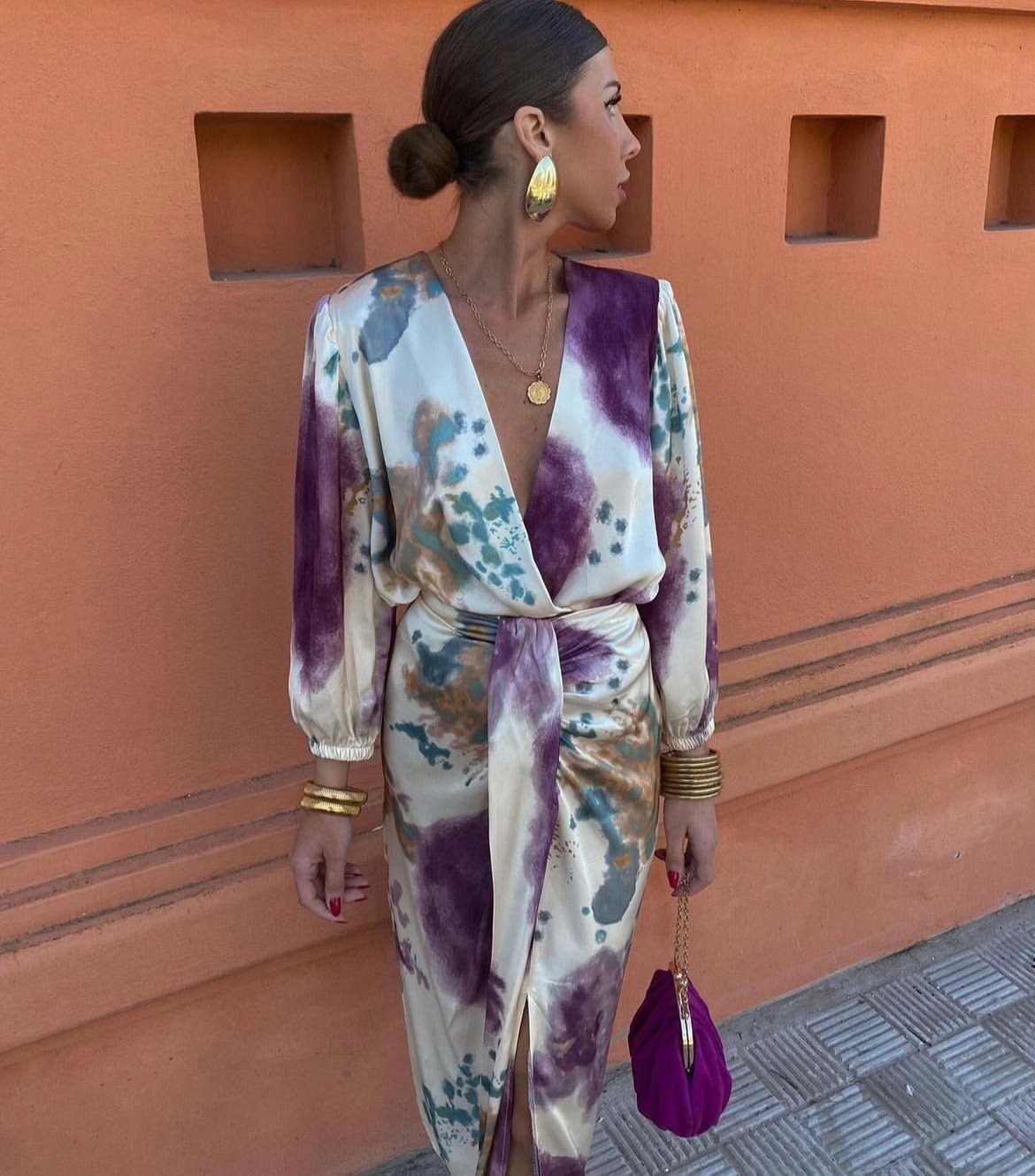 Valeria | Satin Dress with V Cut