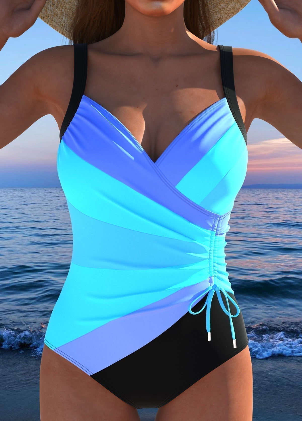 Luxurious swimsuit with colorful print