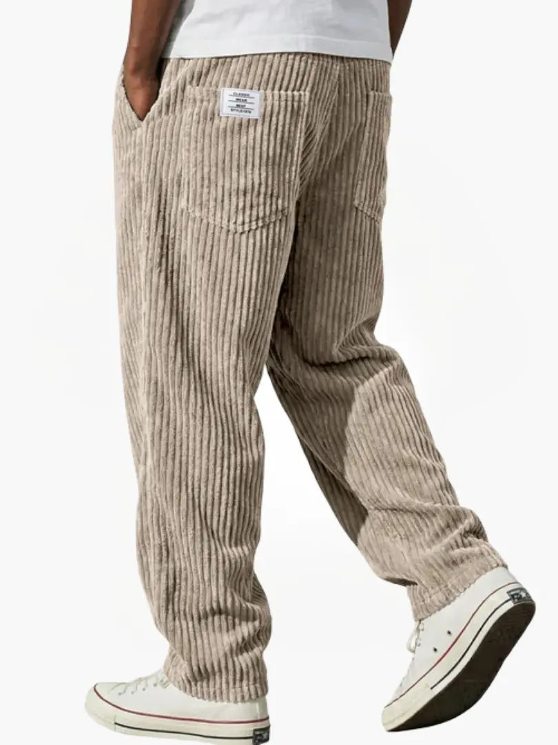 Men's Relaxed Corduroy Trousers with Drawstring Waist