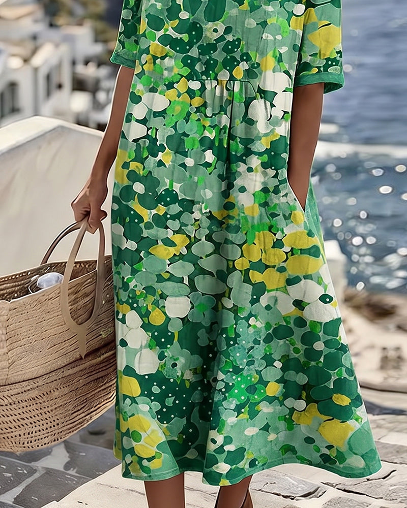 Nefeli™ | Airy Midi Dress with Floral Design