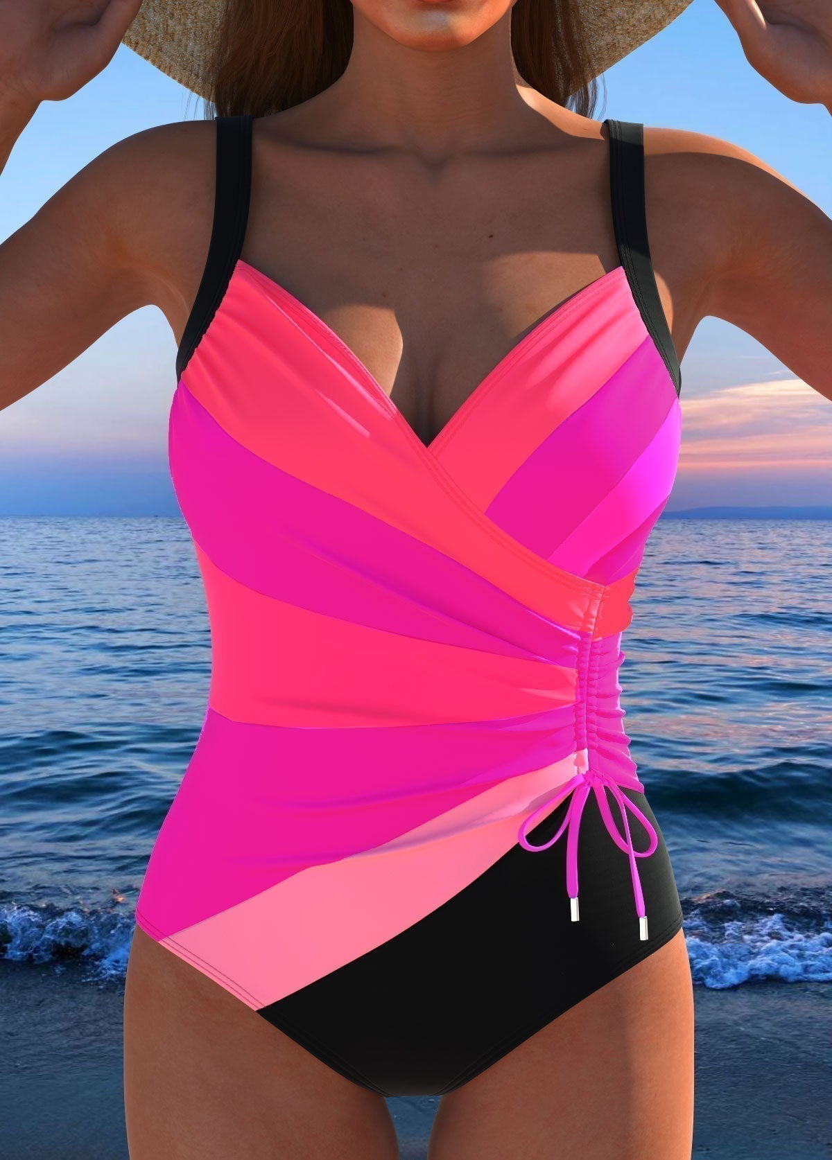 Luxurious swimsuit with colorful print