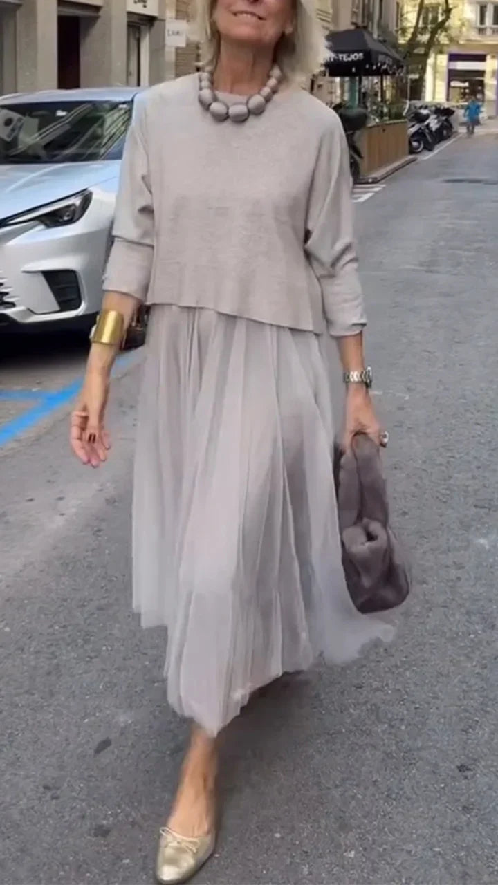 Anna | Conjunto Elegante en Satén y Punto