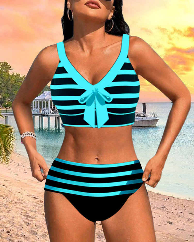 Laluna® | Striped High Waist Bikini