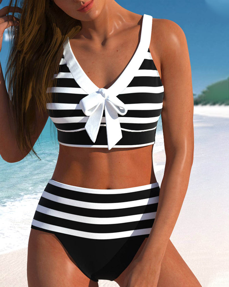 Laluna® | Striped High Waist Bikini