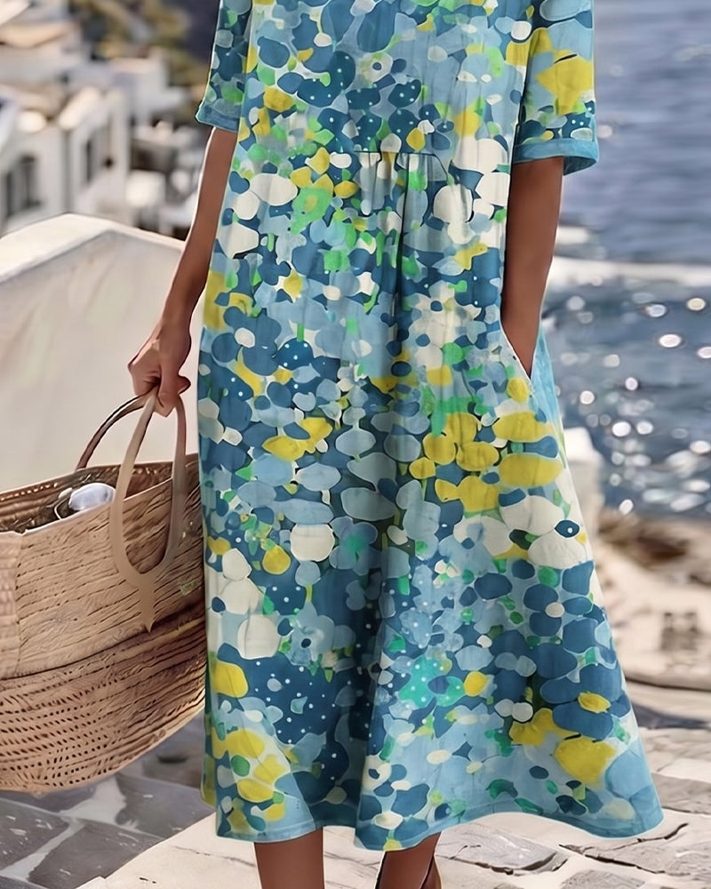Nefeli™ | Airy Midi Dress with Floral Design
