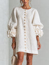 Aurora | Floral-Cuff Button Mini Dress