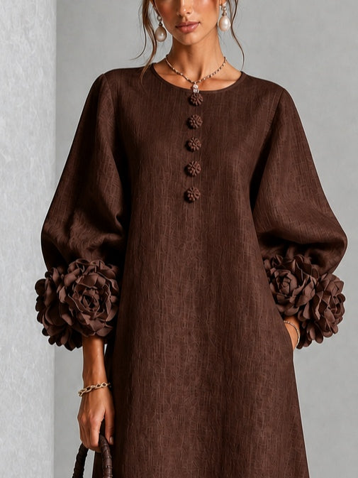 Beverly | Rosette-Cuff Midi Dress