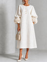 Henrietta | Floral-Cuff Buttoned Midi Dress