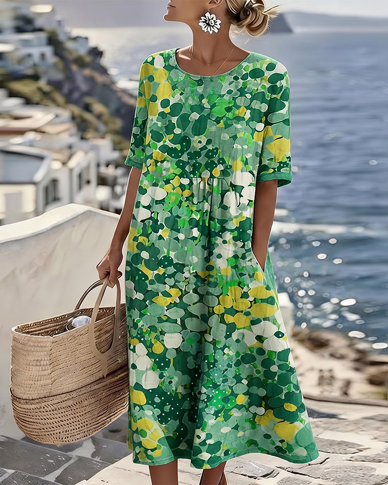 Nefeli™ | Airy Midi Dress with Floral Design