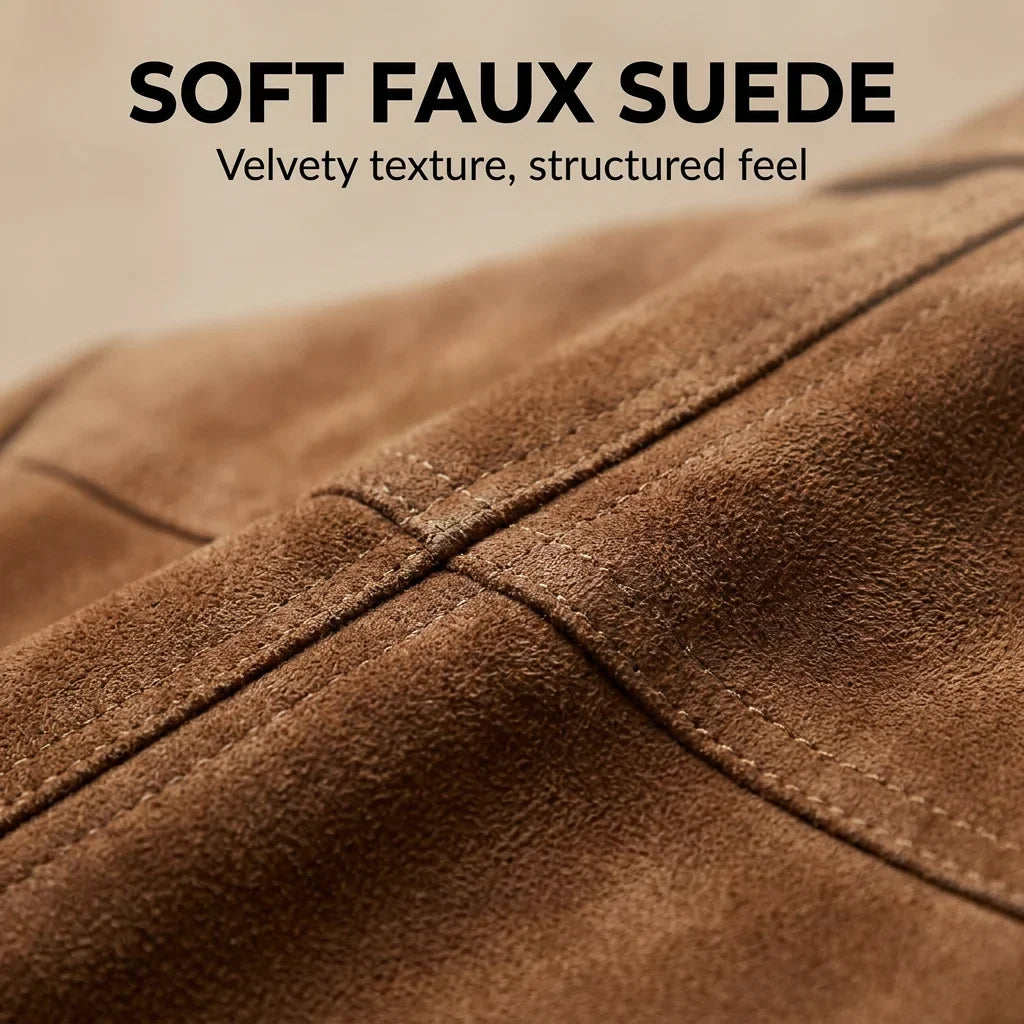 Button-Down Suede-Look Blazer for Women