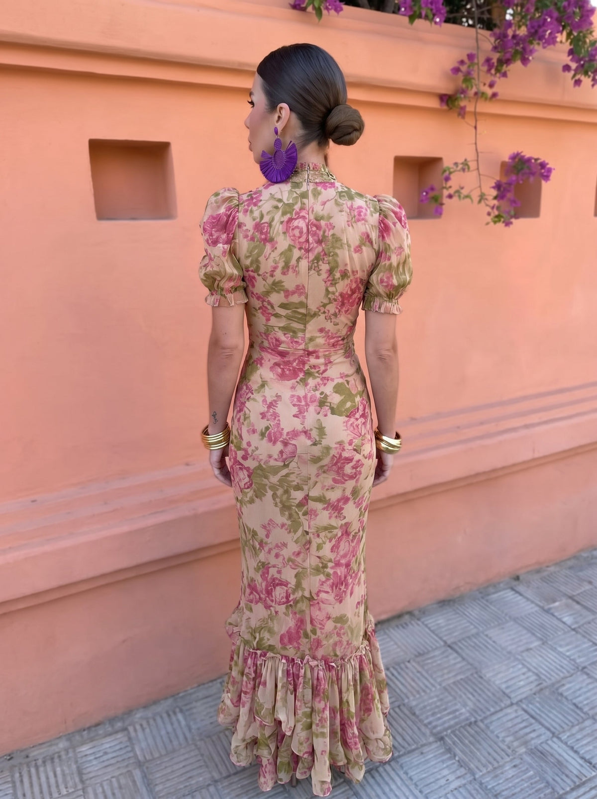 Mae — Vintage Long Dress with Rose Print