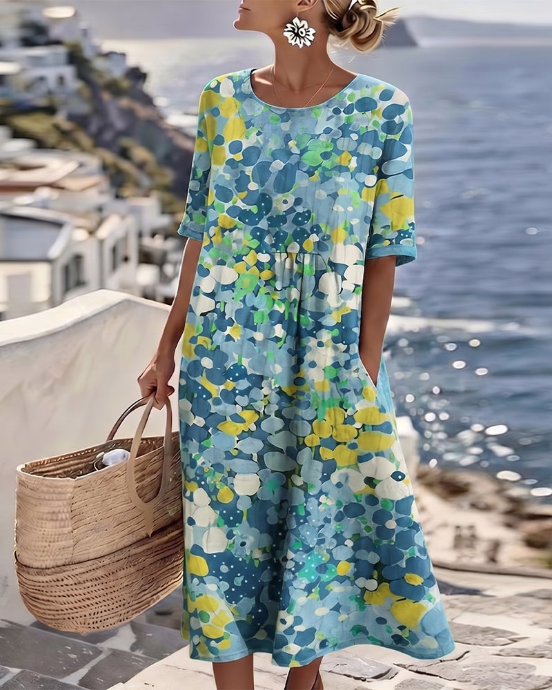 Nefeli™ | Airy Midi Dress with Floral Design