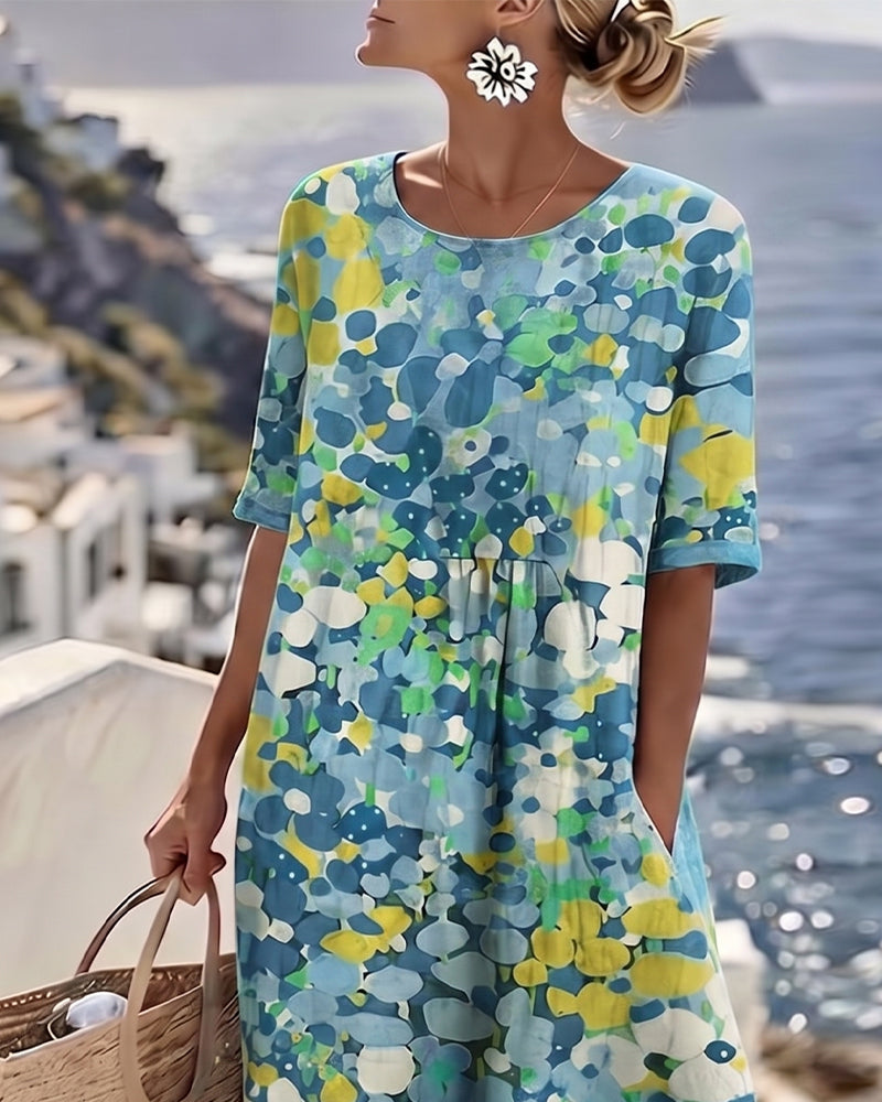 Nefeli™ | Airy Midi Dress with Floral Design