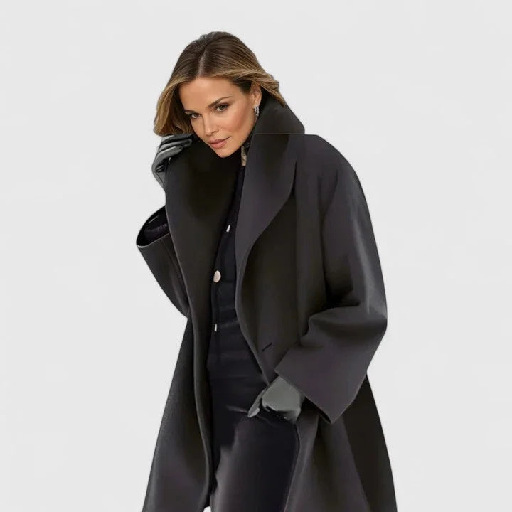 Women's button-front shawl collar coat with wide
