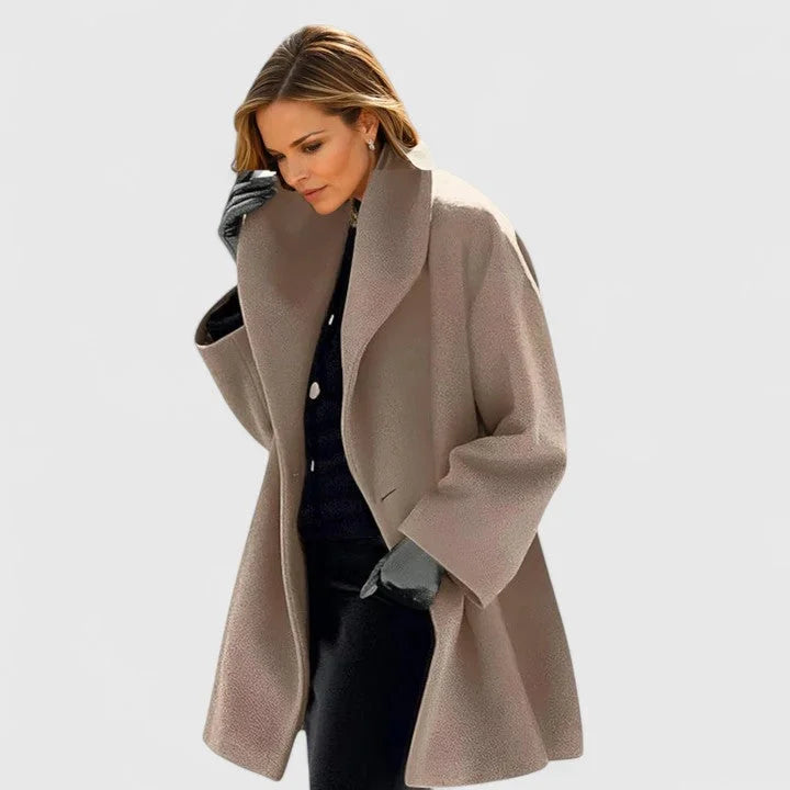 Women's button-front shawl collar coat with wide
