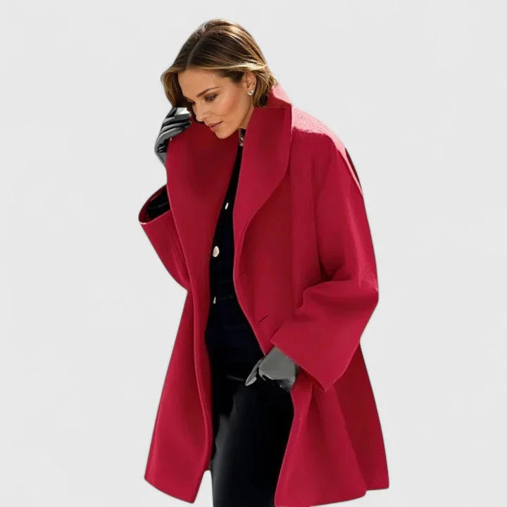 Women's button-front shawl collar coat with wide