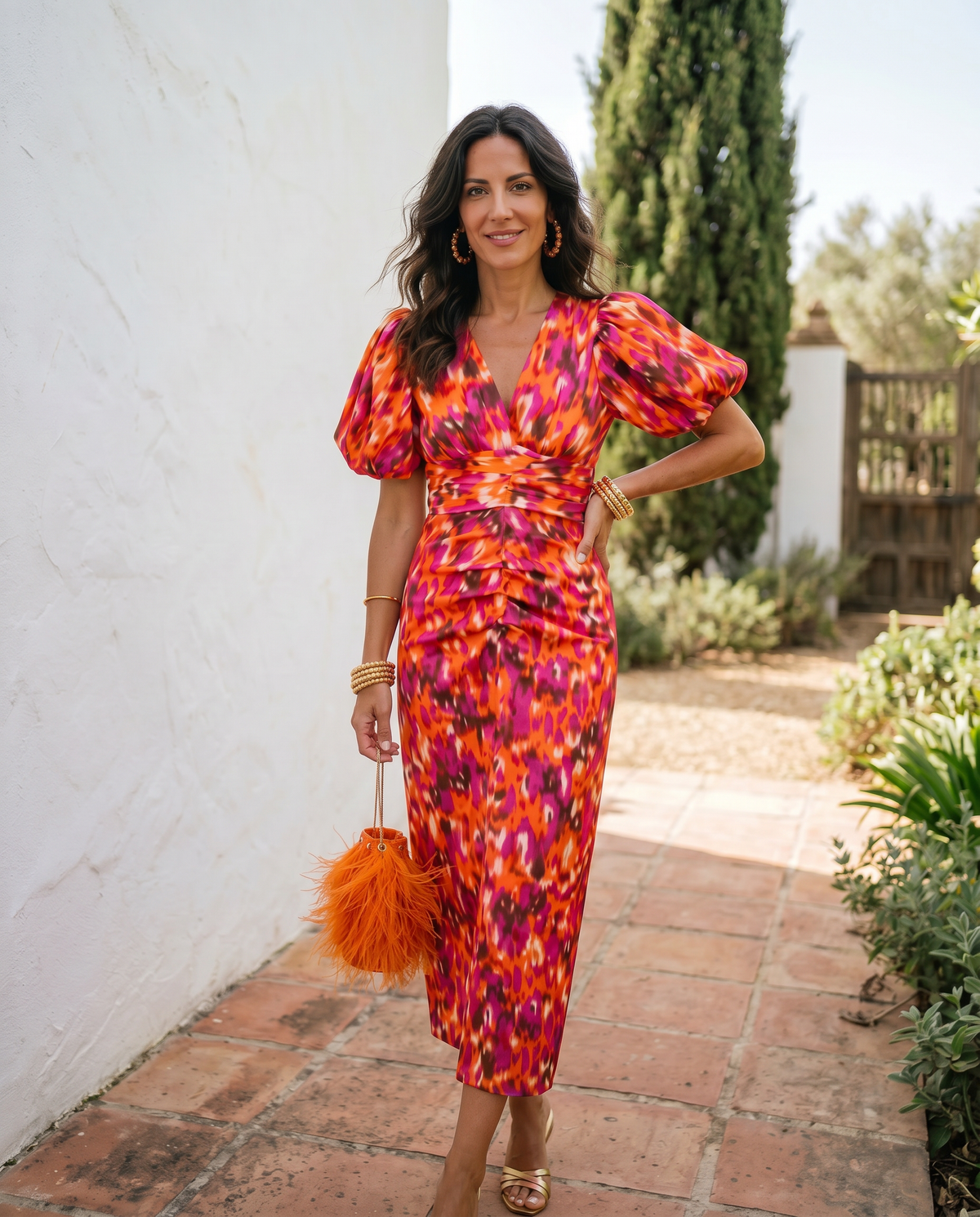 Carla | Midi Dress with Pleated Sleeves