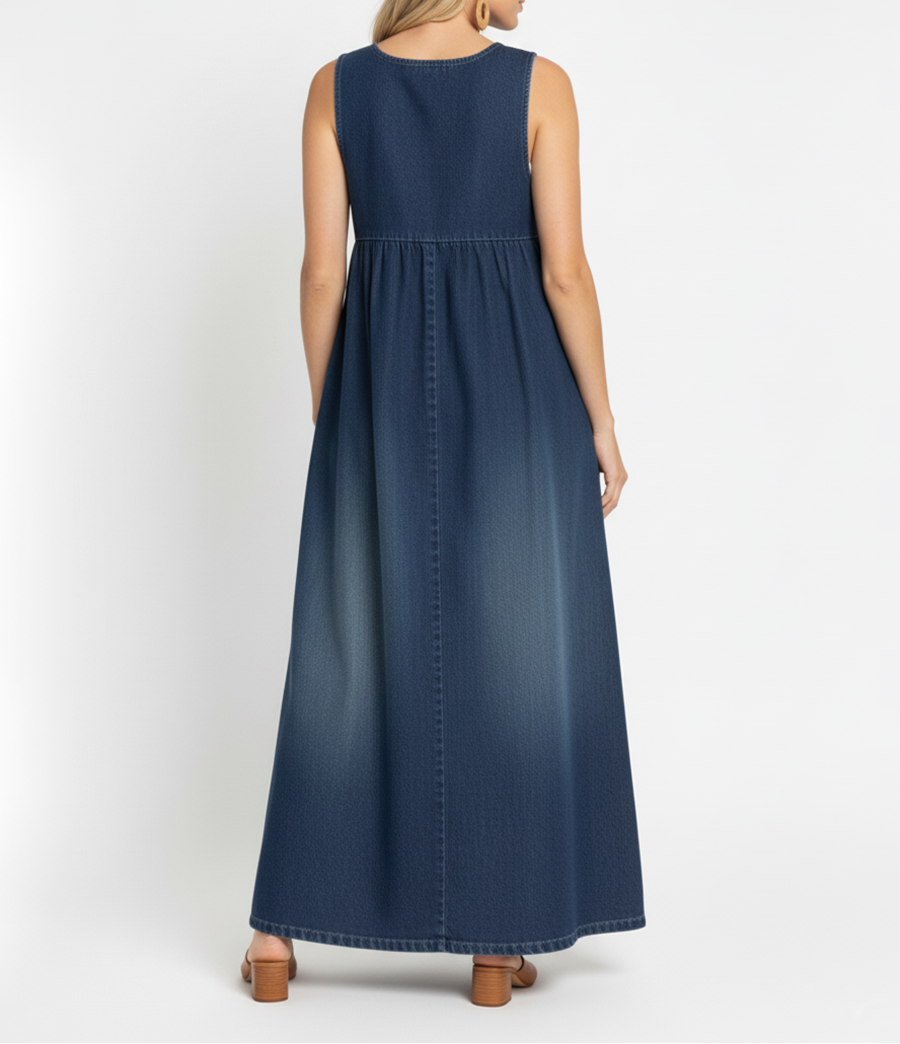 Karen | Vintage Soft Cotton Denim Maxi Dress