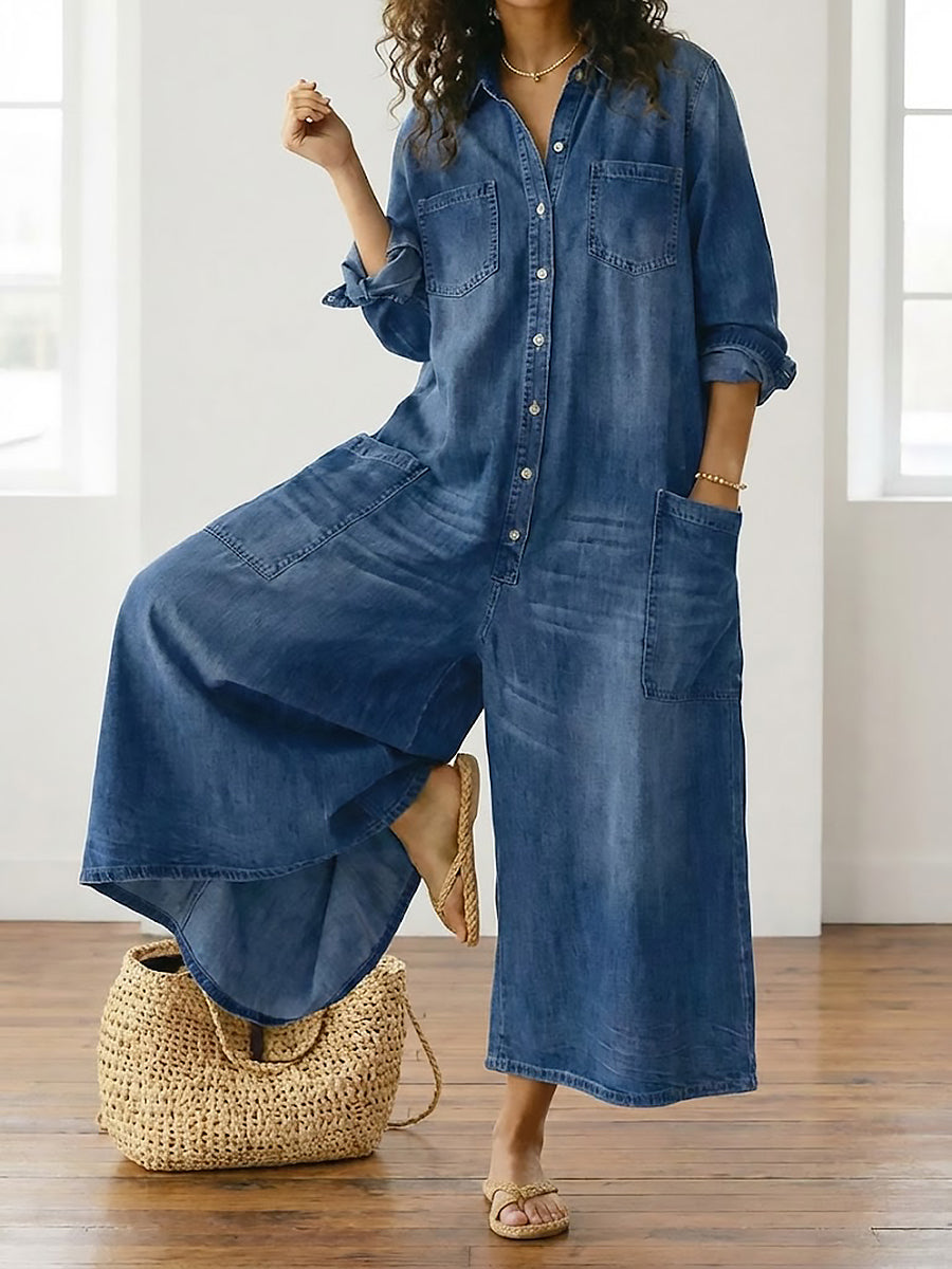 Diana | Vintage Cotton Denim Overall with Buttons