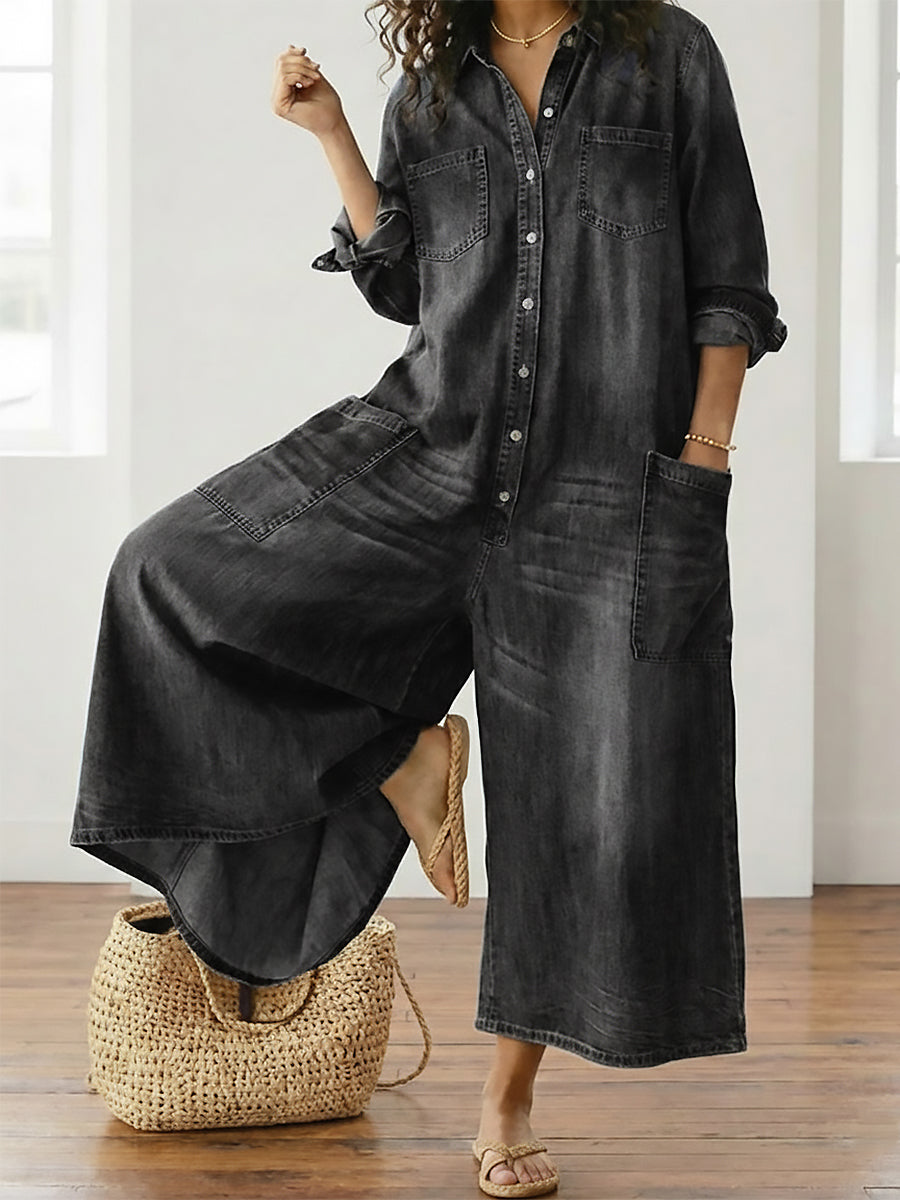 Diana | Vintage Cotton Denim Overall with Buttons