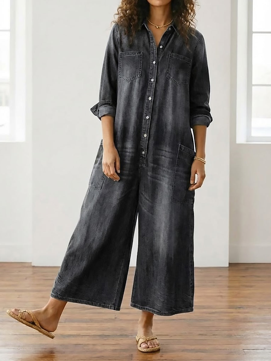 Diana | Vintage Cotton Denim Overall with Buttons