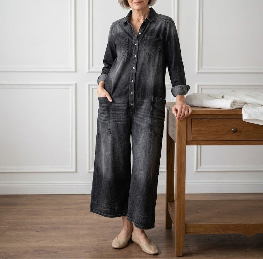 Diana | Vintage Cotton Denim Overall with Buttons