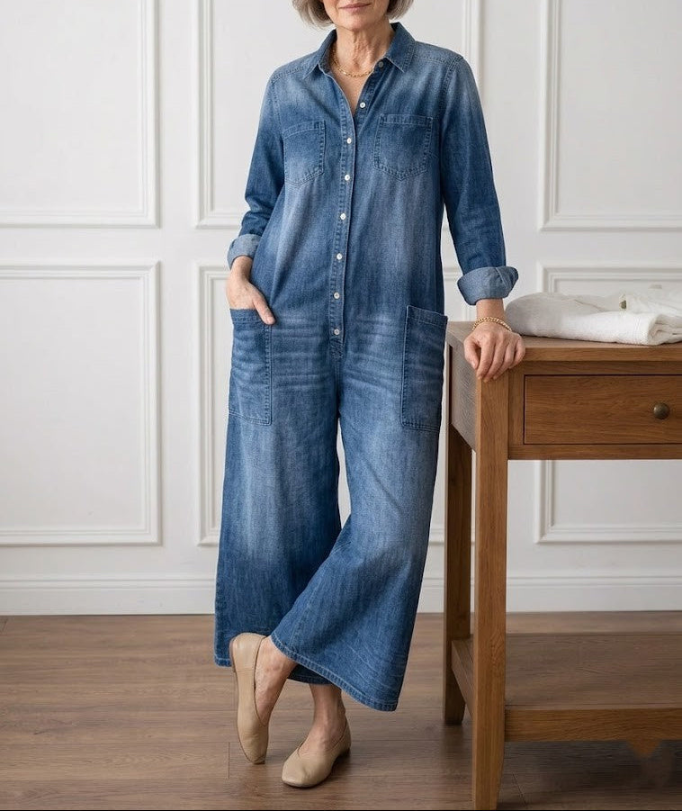Diana | Vintage Cotton Denim Overall with Buttons