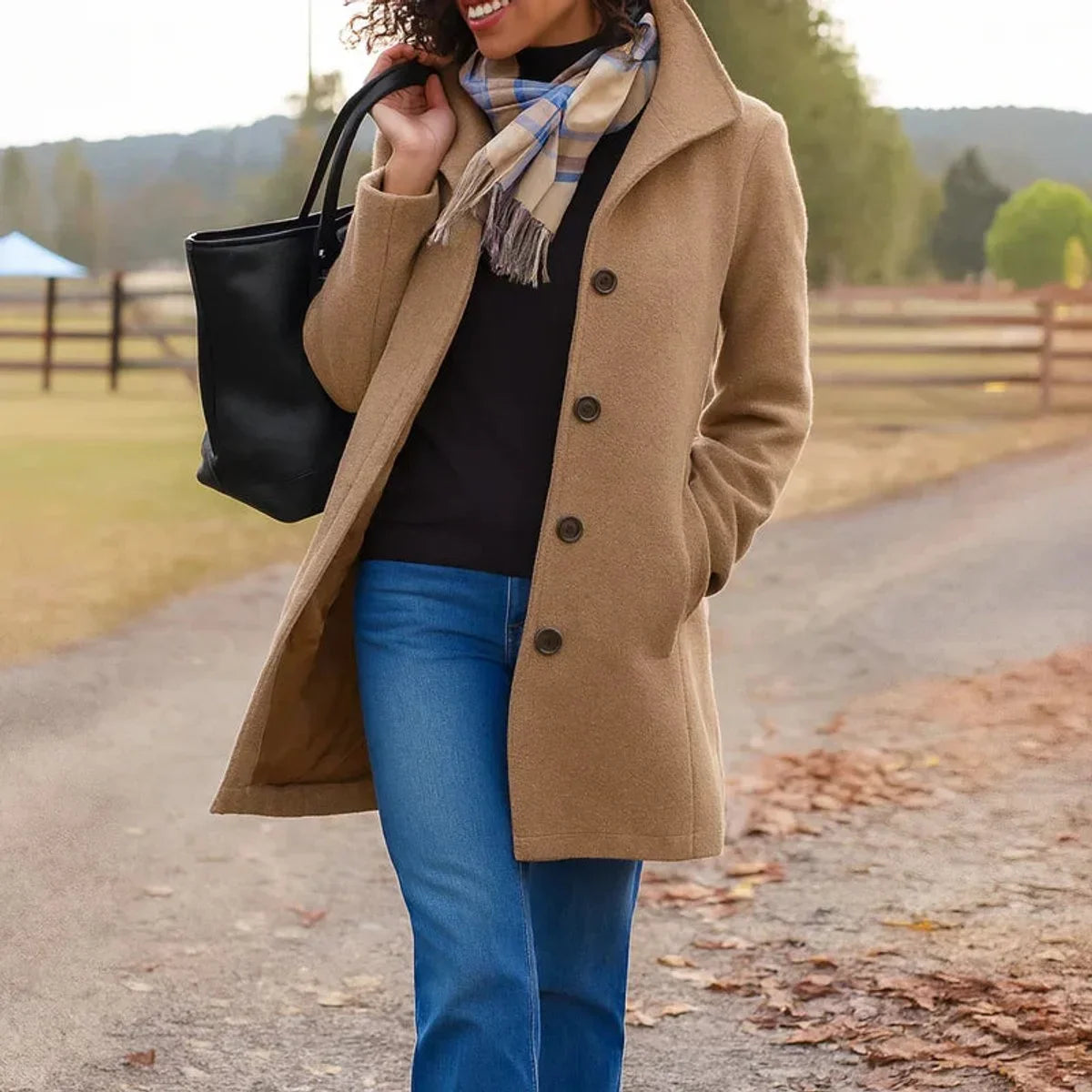 Women's Classic Mid-Length Single-Breasted Coat