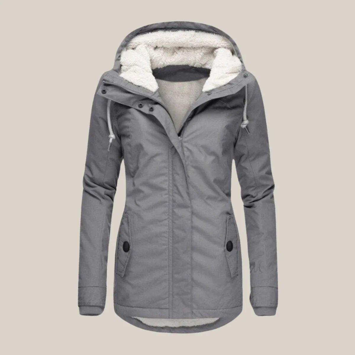 Women's Sherpa-Lined Hooded Quilted Jacket Fleece Winter Coat